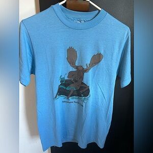 Vintage 80s 50/50 Cotton Poly Blue Minnesota Moose Tee Size M